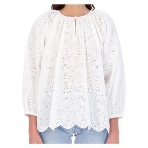 ROLLER RABBIT Anette Eyelet Button Front Blouse Shirt Women's size S